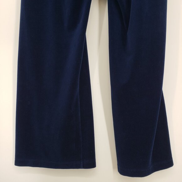 Ralph Lauren Velour Velvet Wide Leg Pull On Pants XL Womens Lounge Navy Blue - Picture 7 of 7